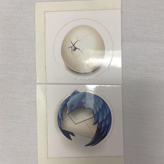 Copyright IG @mozsticker: Daily and Thunderbird logos! (I had an Earlybird one, too, but gave it away before I could take a picture…)