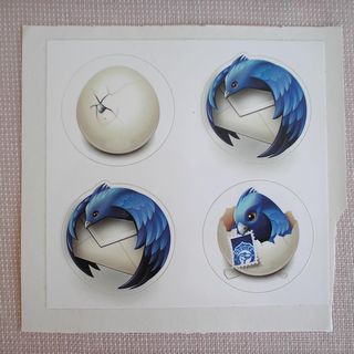 Copyright IG @mozsticker: The full set of Thunderbird logos, from contributor Paul!#thunderbird #earlybird #daily #firstcontributorphoto!