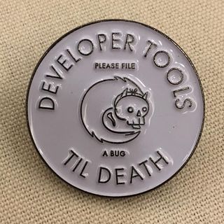 Copyright IG @mozsticker: DevTools pin, by the extremely talented @helenvholmes! 💀🦊
(Please file a bug. 😃) #devtools #pin #metal