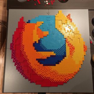Copyright IG @mozsticker: Possibly incomplete #NewFirefox lego. 😉 (by @mart3ll, of course!) #logo #lego #hisfingersaresosore!