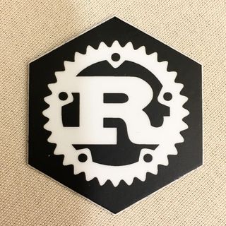 Copyright IG @mozsticker: More Rust stickers!(I have no idea why this one is in a hexagon… 🤷🏻‍♂️)