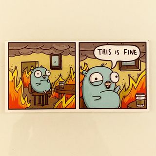 Copyright IG @mozsticker: I don’t have any context for this one either, but we do seem to have a few references to the “This is fine.” comic in other stickers...