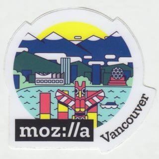 Mozilla Vancouver. Mountians, water, and totem poles.